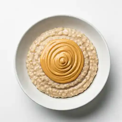 Close up of a bowl of peanut butter oatmeal